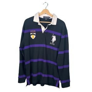 US POLO ASSN RUGBY LONG SLEEVED COLLARED SHIRT MENS SIZE M PREPPY